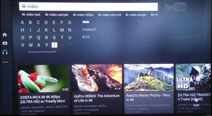Youtube 4K - věřit zde můžete máločemu. Doporučit mohu „Costa Rica in 4K 60 fps…“ Musíte si ale sami ohlídat rychlost linky. U widgetu pro TV totiž kvalitu přehrávání (jako u PC) nenastavíte.