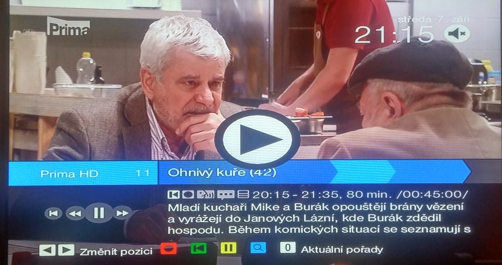 Tlačítko OK ve Zpětném zhlédnutí.