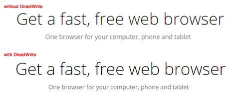 Google ukazuje rozdíl při vykreslování textu pomocí DirectWrite a GDI.