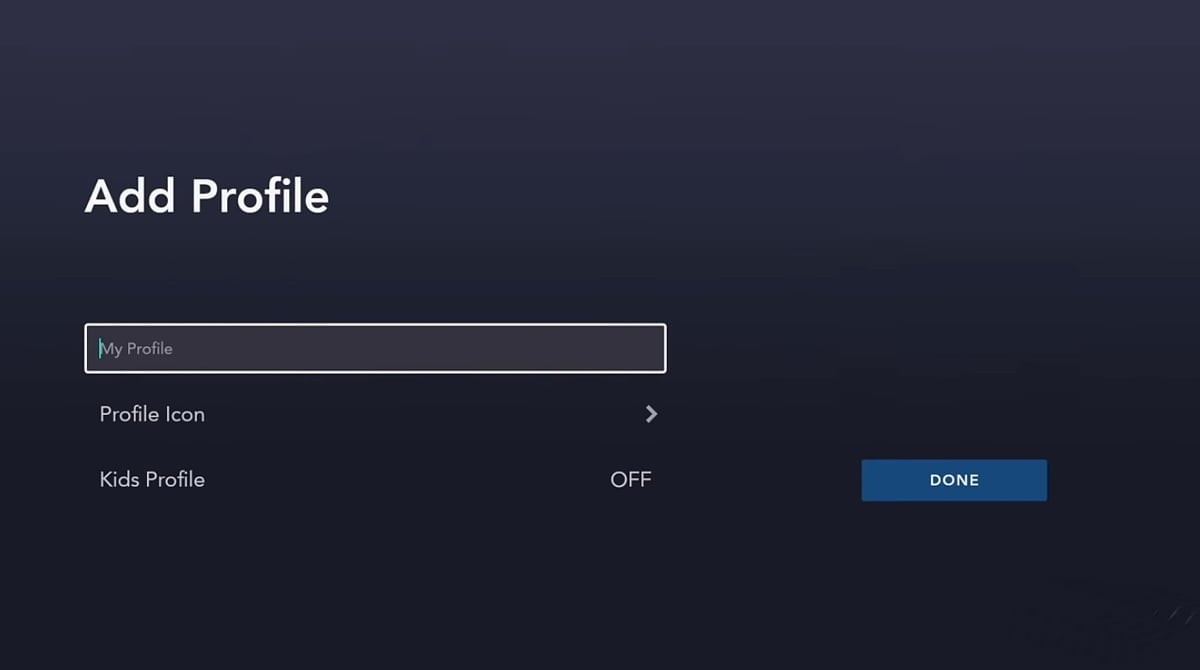Vytváření profilu k uživatelskému účtu Disney+