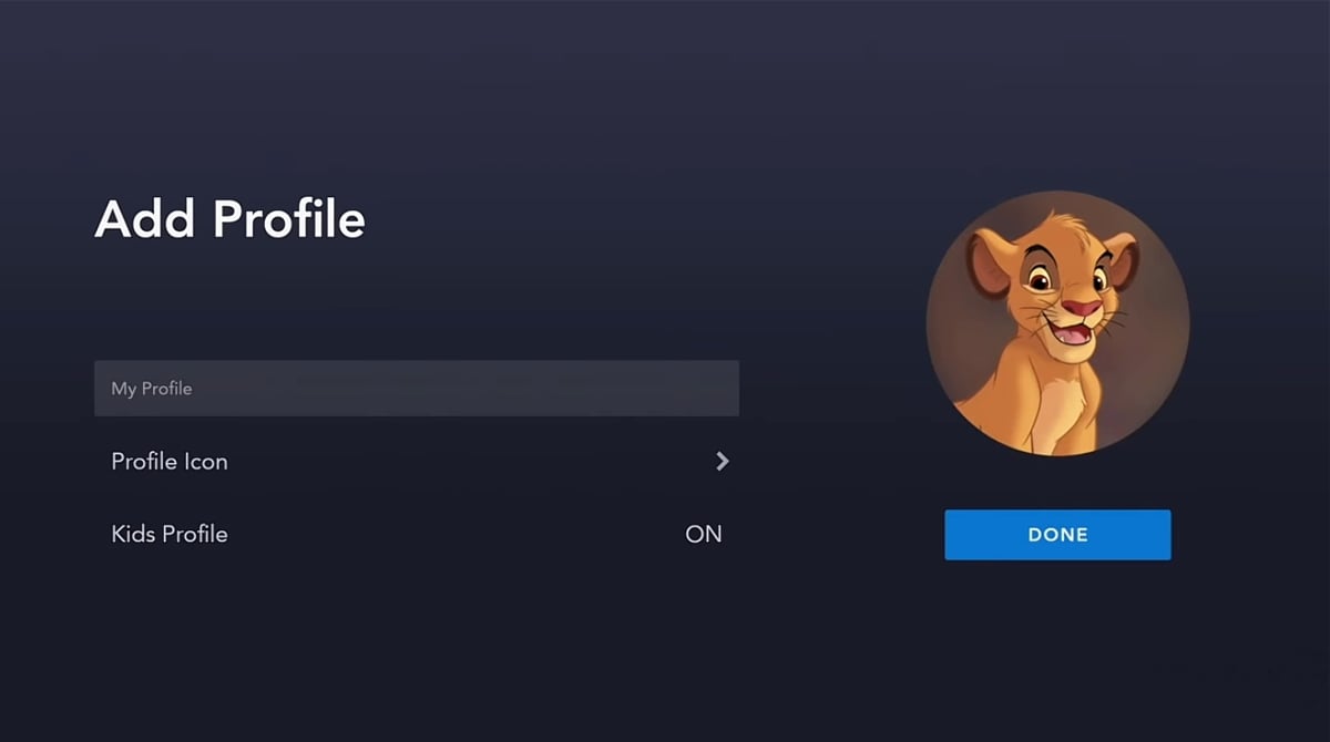 Vytváření profilu k uživatelskému účtu Disney+