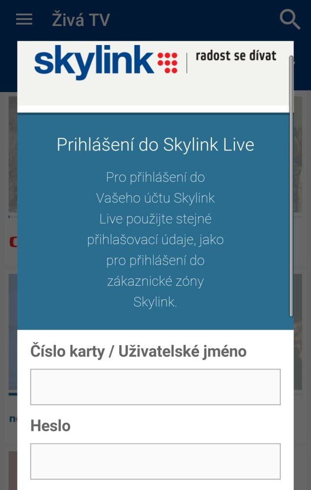 Skylink - Živé vysílání