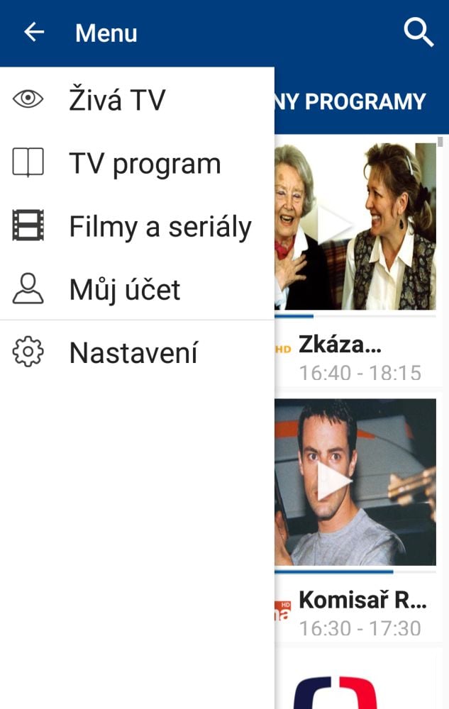 Základní menu.