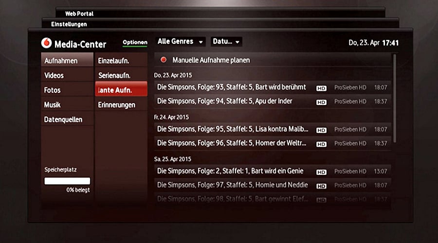 Fritz!Box 7490 - práce s nahrávkami