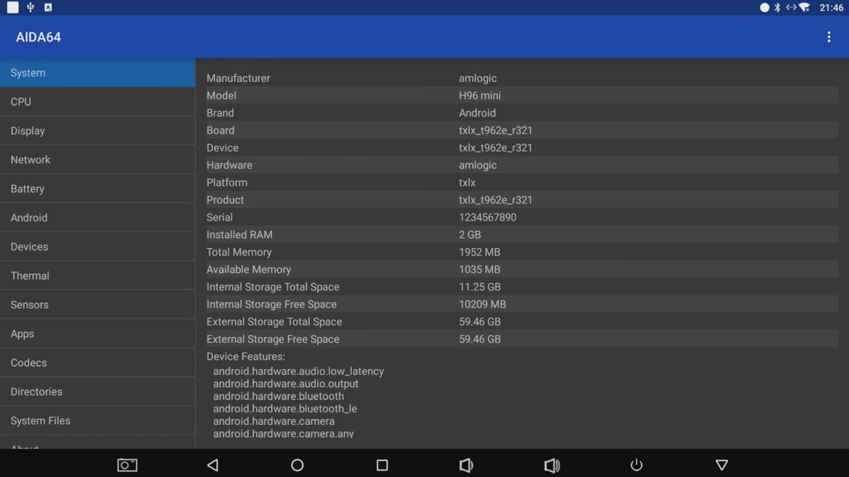 Alfawise H96 Mini - AIDA 64
