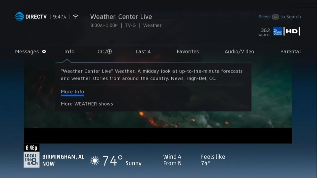 DIRECTV - Menu pořadu