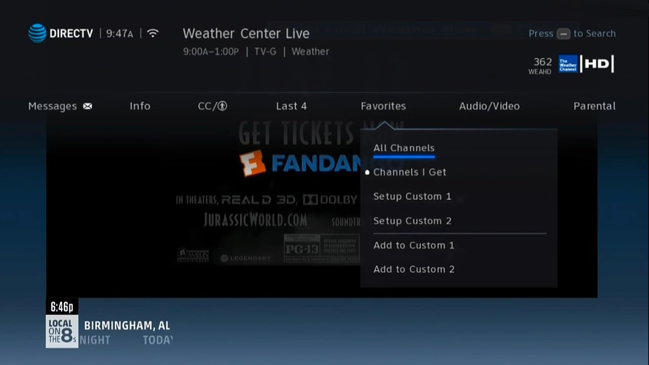 DIRECTV - Menu pořadu