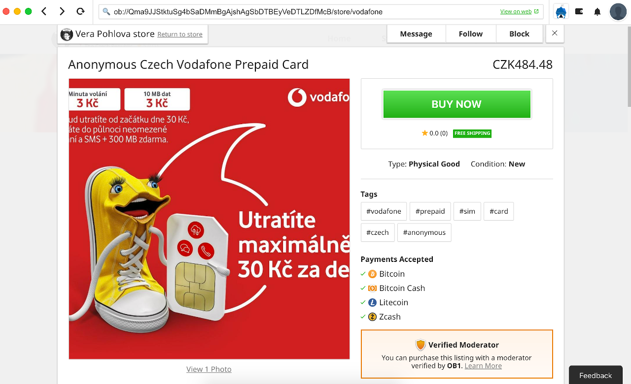 Anonymní české SIM karty na platformě OpenBazaar