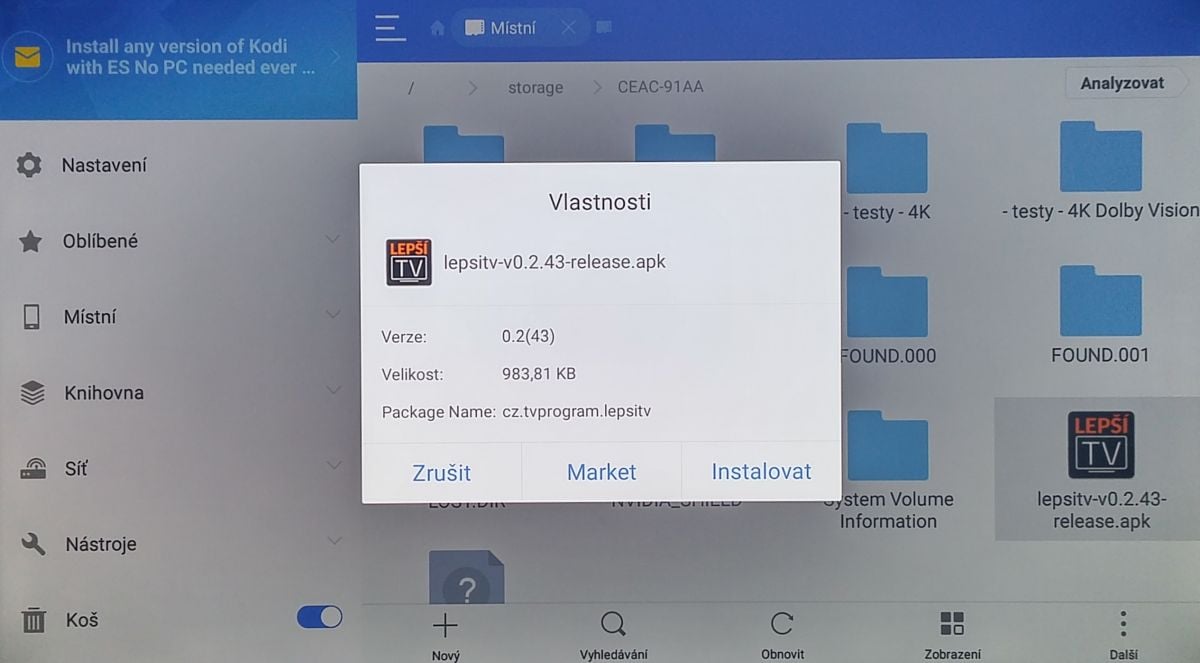 Po spuštění aplikace z USB paměti nejděte klasickou cestou, tedy Instalovat, ale klikněte na Market. Aplikace se pak sama vyhledá na Google Play/Store. Alespoň v našem případě, a v případě zkoušení u TP Vision, tomu tak bylo.