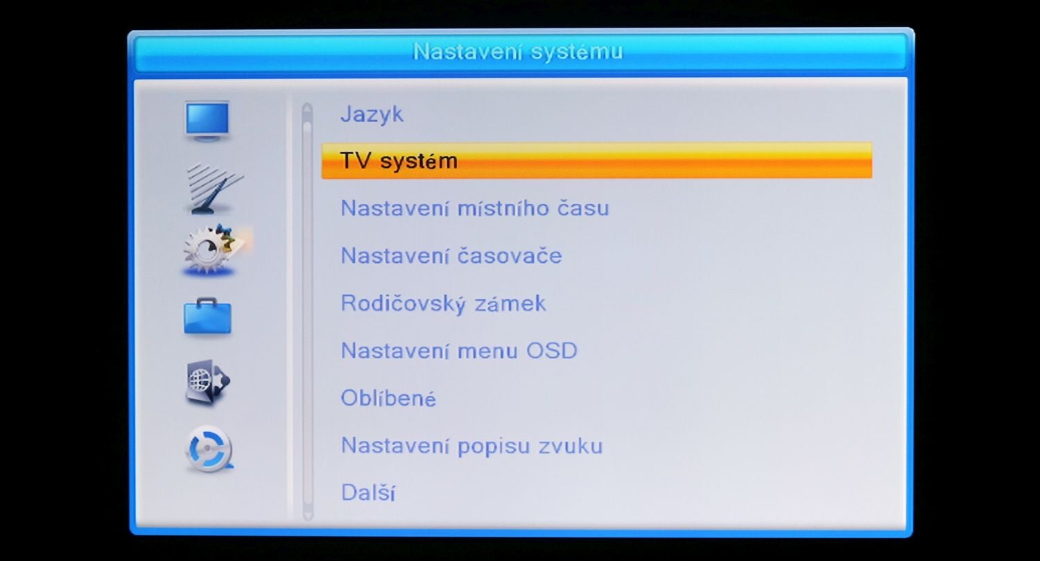TeleSystem TS6820 T2 HEVC twin - menu nastavení