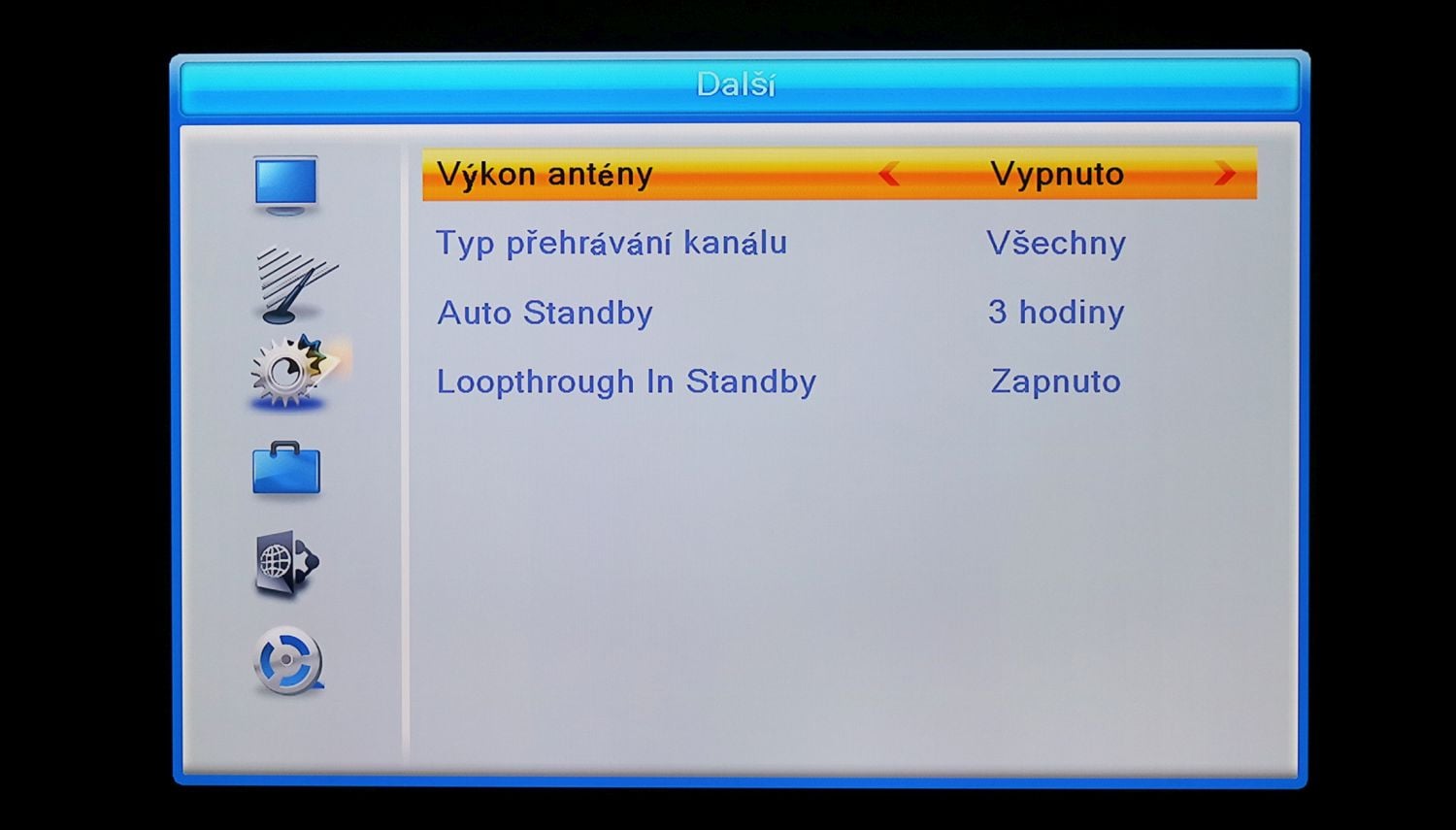 TeleSystem TS6820 T2 HEVC twin - menu nastavení