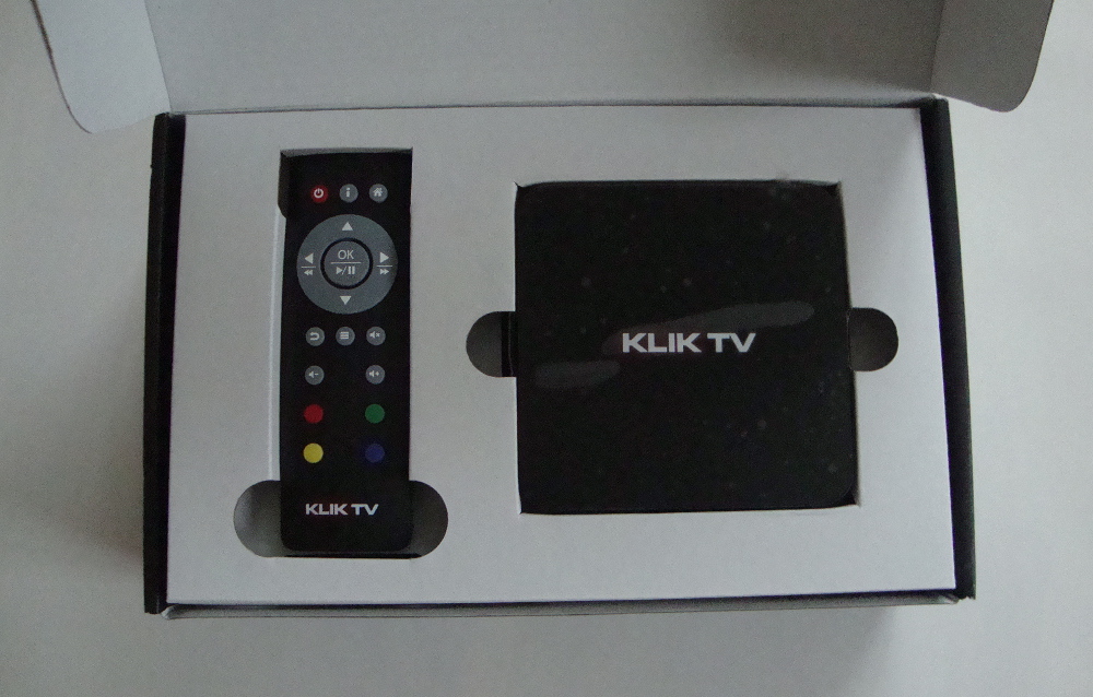 KlikTV - balení Klikboxu S1 a příslušenství