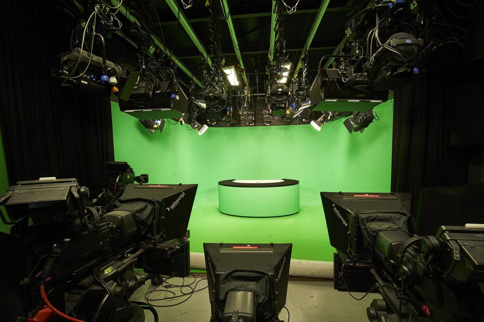 Náhradní studio zpravodajství TV Nova s klíčovací plochou