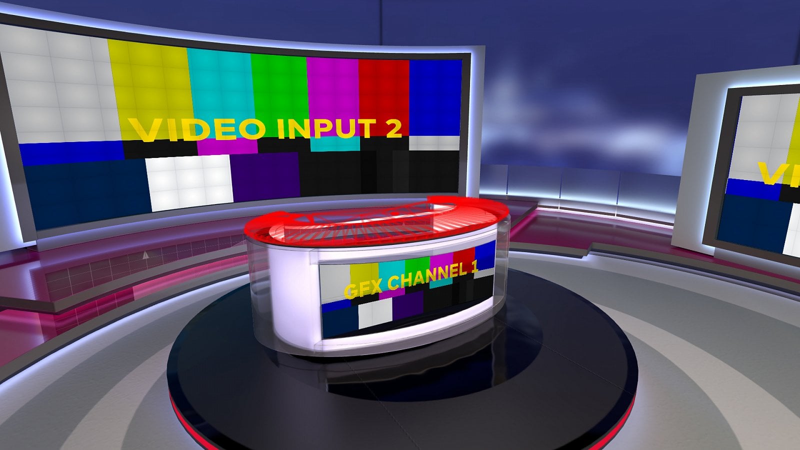 Televizní noviny a Střepiny v 3D modelu klíčovaného studia