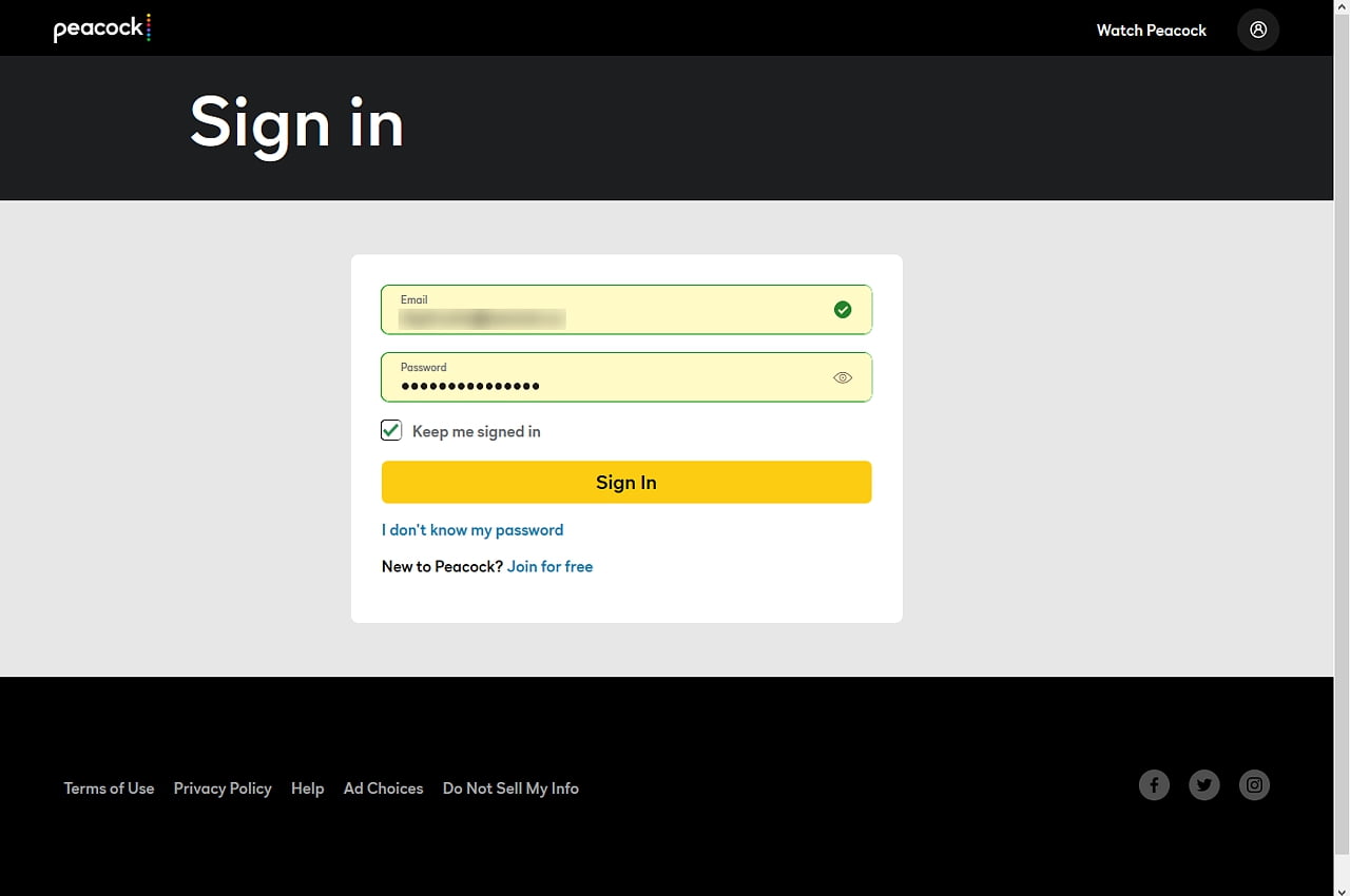 Peacock: Registrace a nastavení