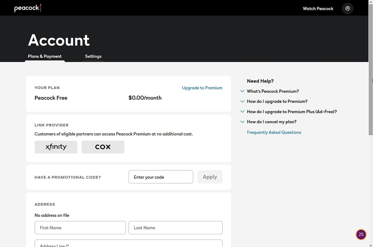 Peacock: Registrace a nastavení