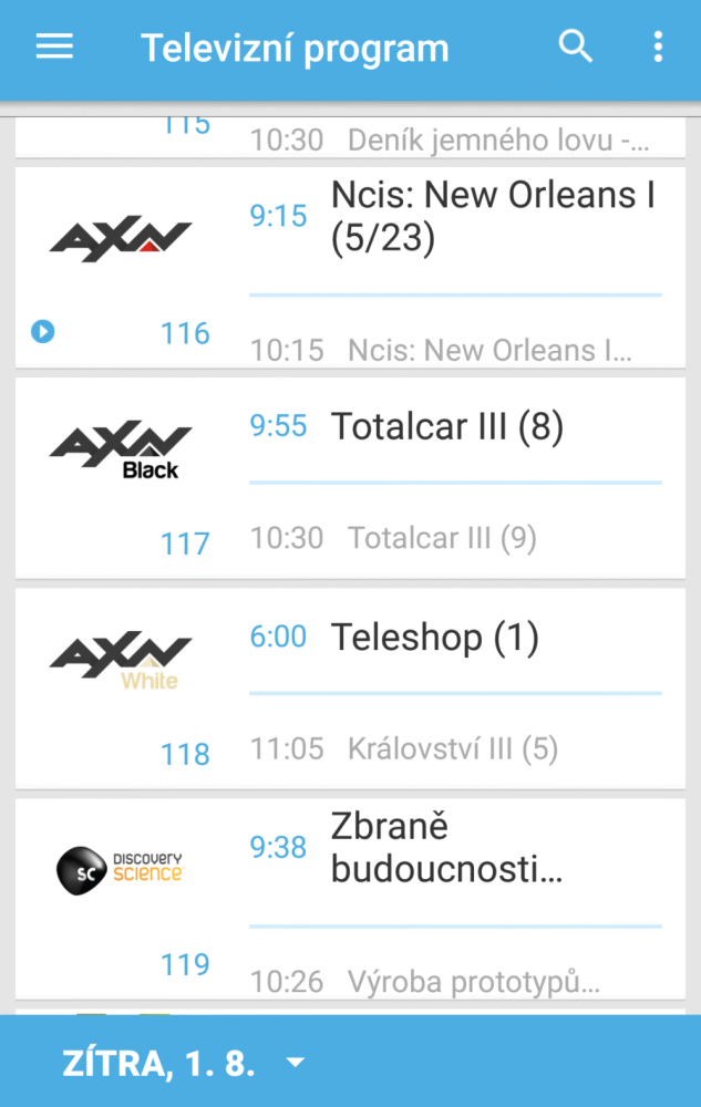 AXN v nabídce O2 TV, 31.7.2017