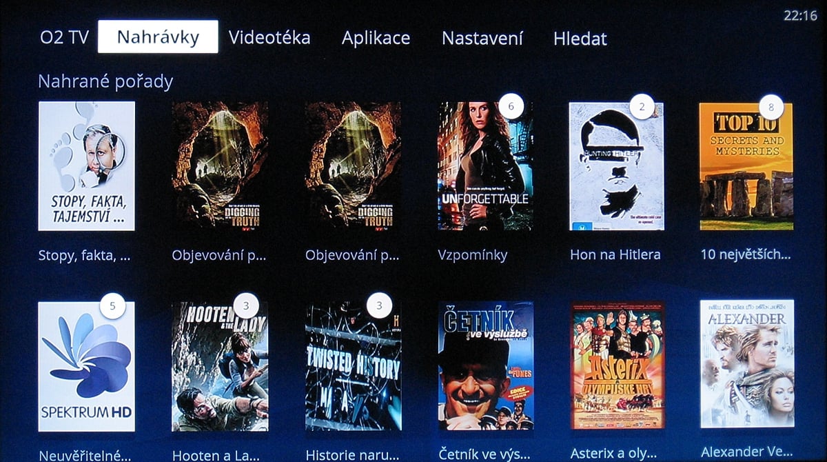 NG box O2 TV – nahrávky