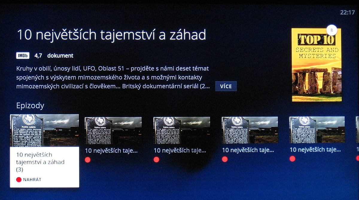 NG box O2 TV – nahrávky