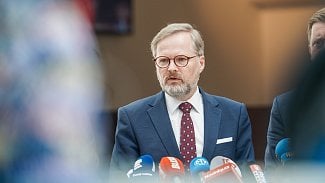 Premiér Petr Fiala na tiskové konferenci po jednání vlády (4. 5. 2022)