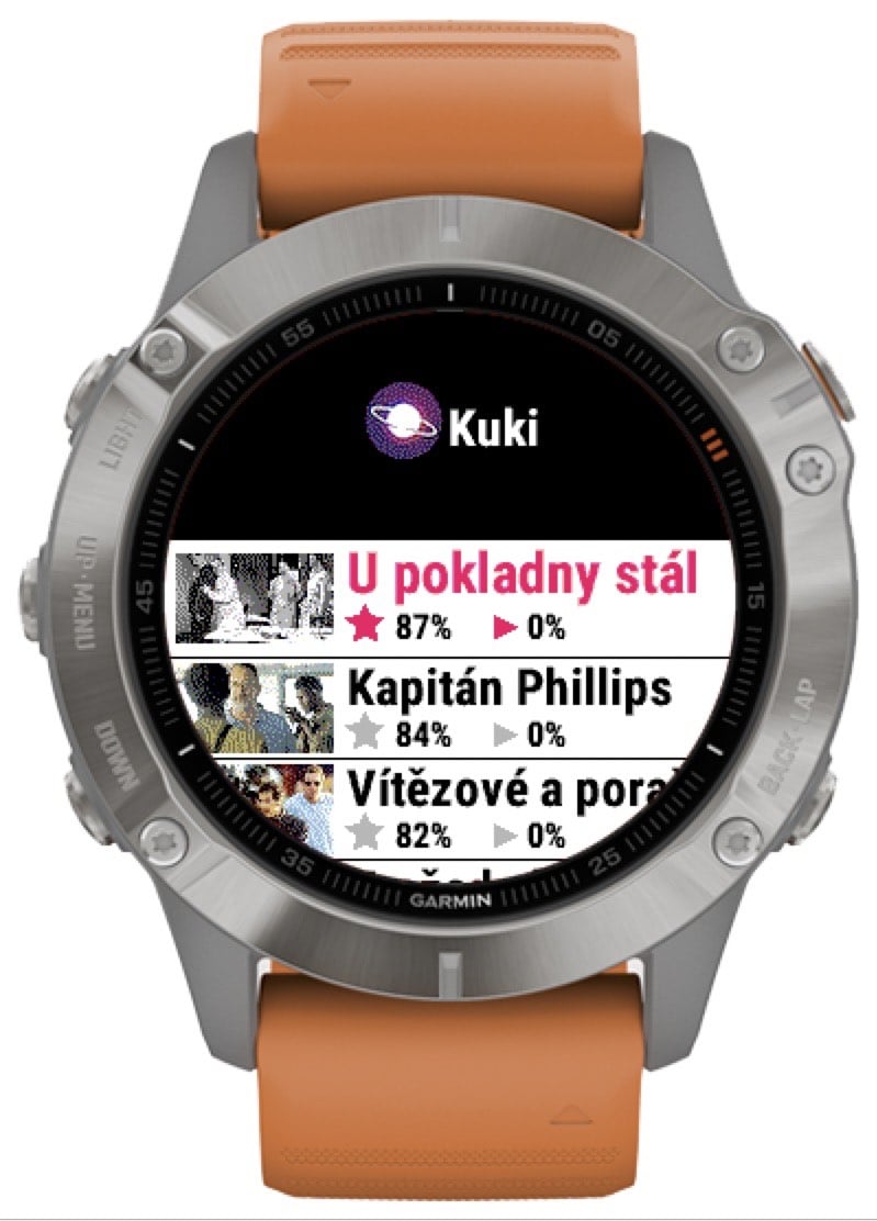 Aplikace Kuki TV na hodinkách Garmin