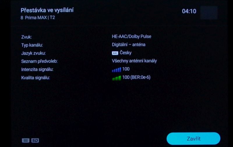 Informace o naladěném kanálu. Nic více se nedozvíte…