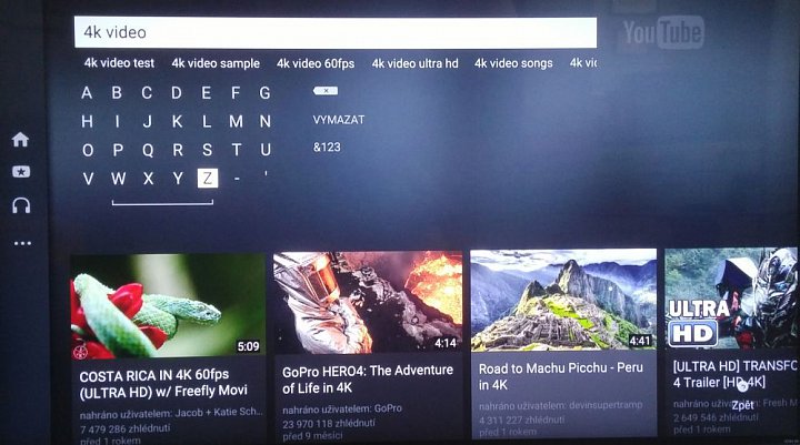 Na kvalitu 4K obsahu se v případě Youtube naprosto nedá spolehnout, navíc služba naprosto neřeší jak silnou máte internetovou linku a prostě si automaticky uzpůsobí kvalitu, aniž by vám dala vědět. Videí ve 4K, či spíše ve „4K“ se vypíše spousta, ale není zlato co se třpytí! (Obrazovka z televizoru LG.)