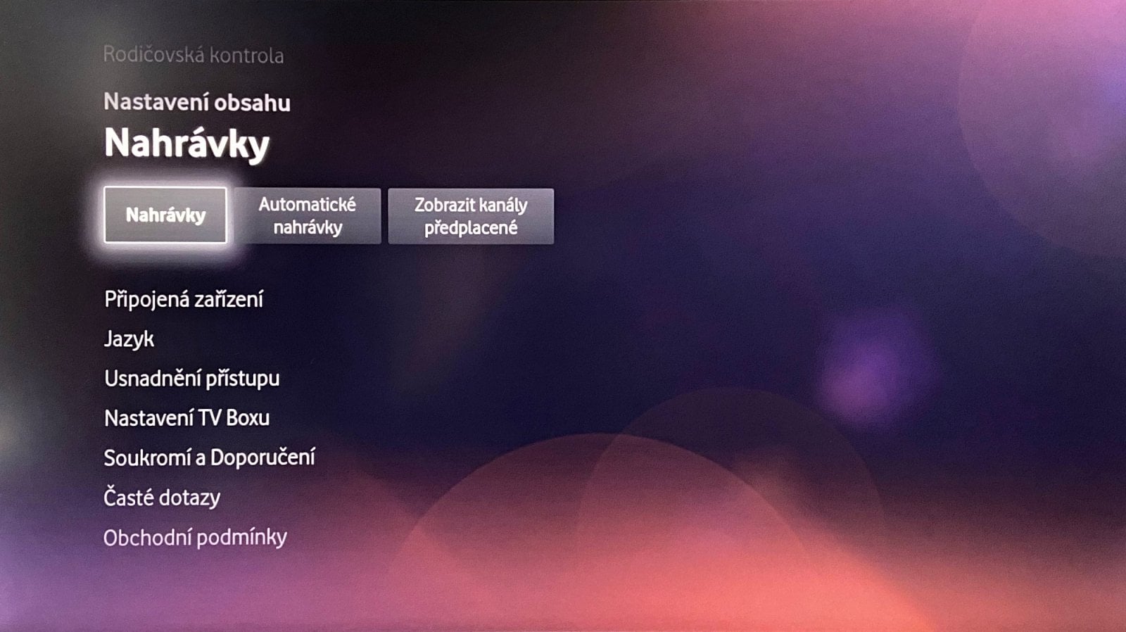 Nastavení Vodafone TV