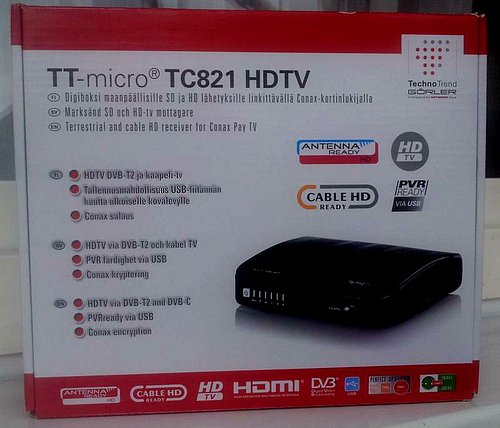 Originální krabice přijímače TT-micro TC821 HDTV.
