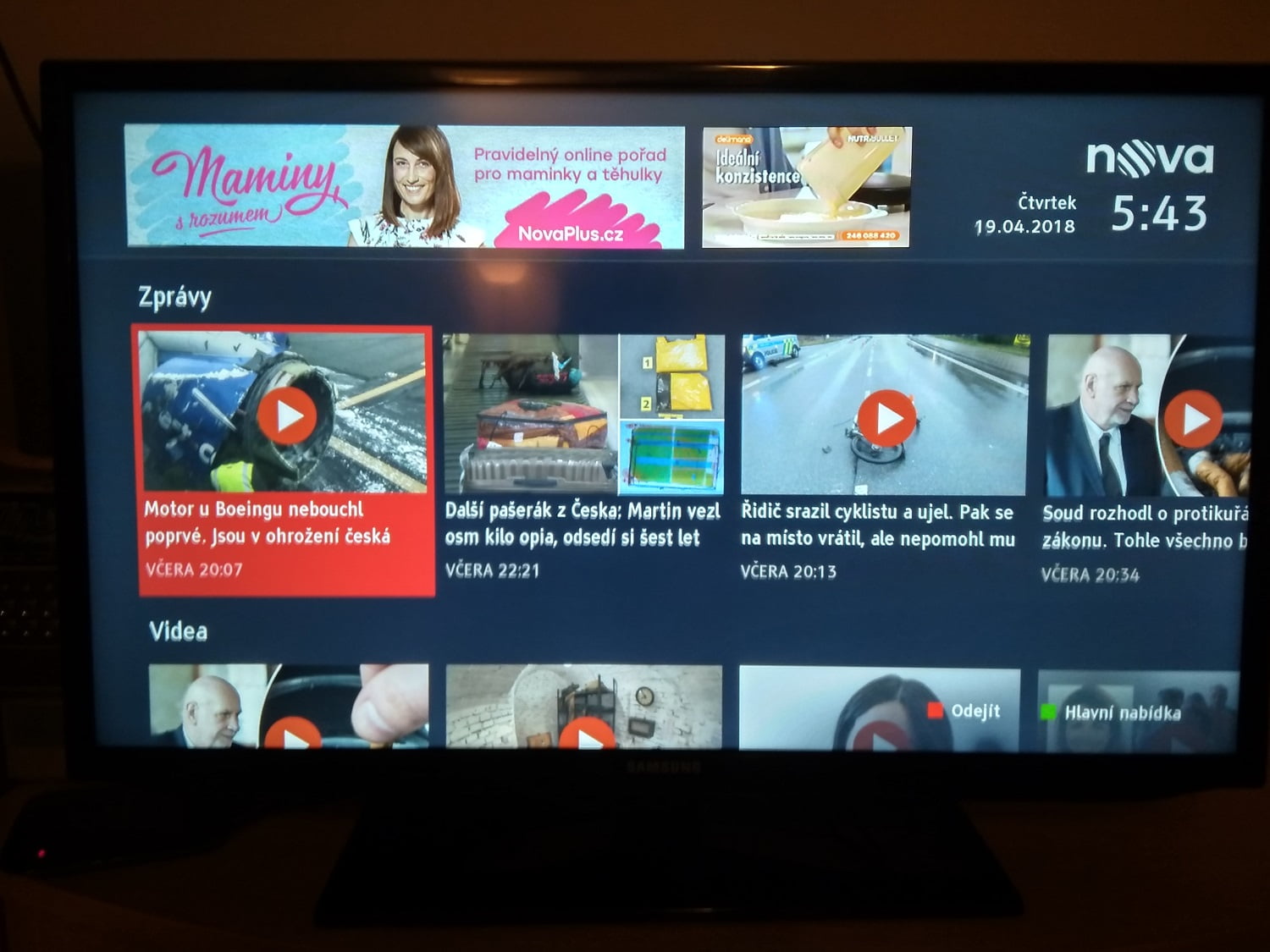 HbbTV, TV Nova - zprávy, počasí