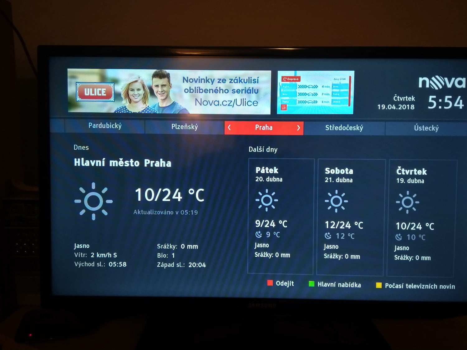 HbbTV, TV Nova - zprávy, počasí