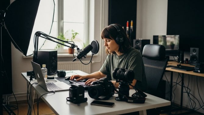 Influencerka, podcast, ilustrační foto