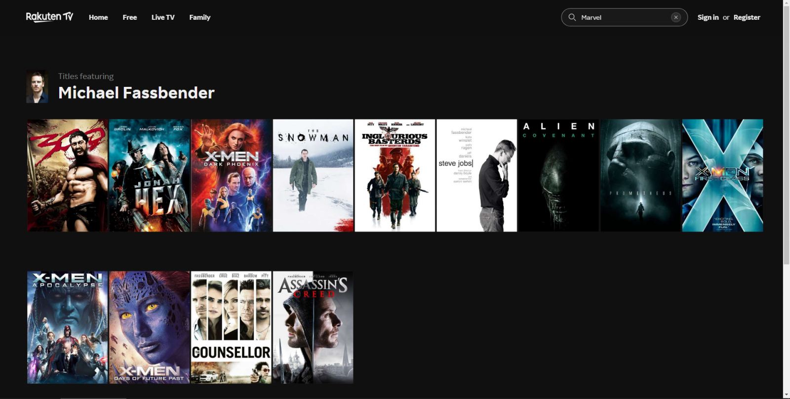 Vyhledávání a třídění na Rakuten TV
