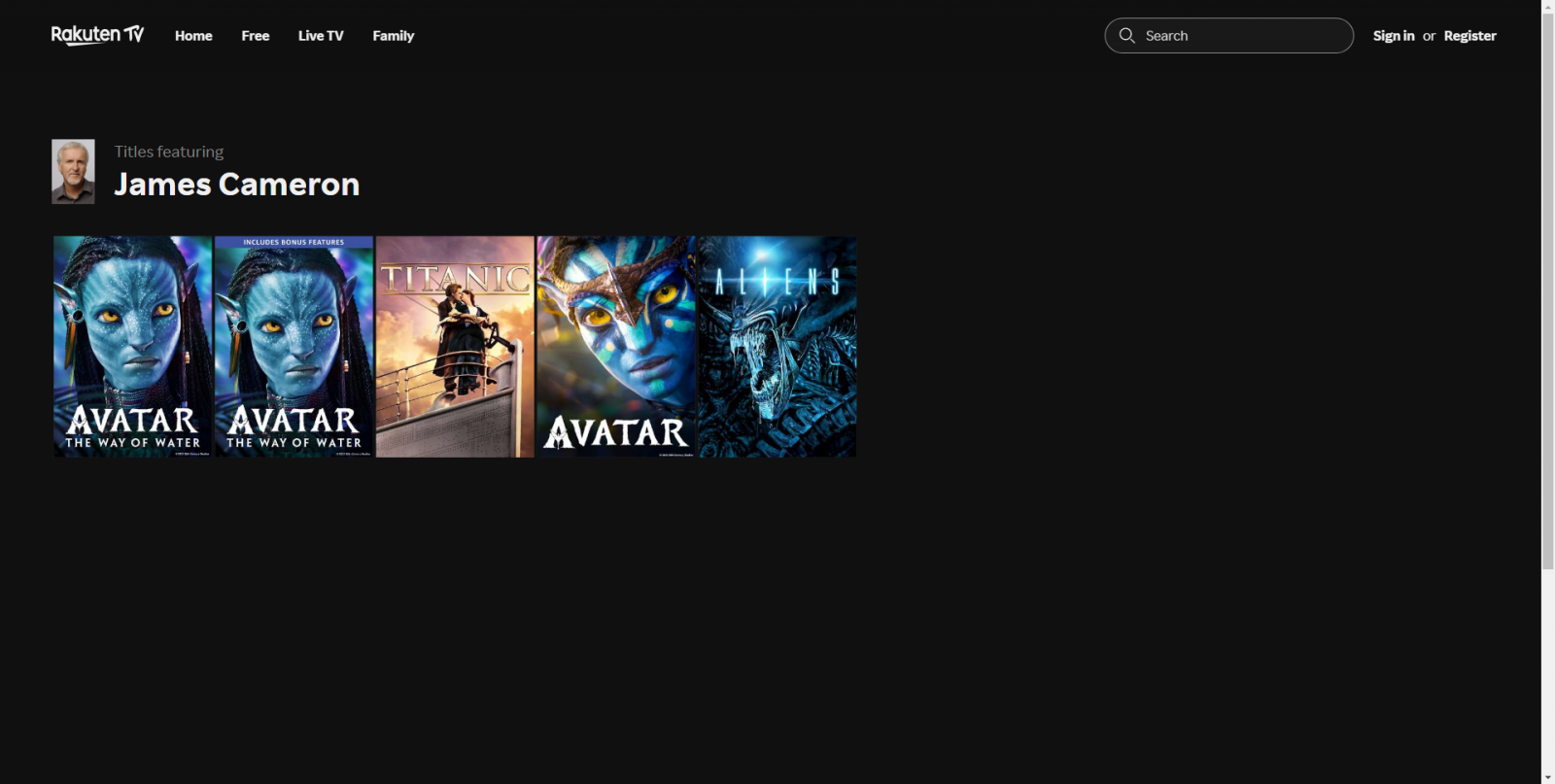 Vyhledávání a třídění na Rakuten TV