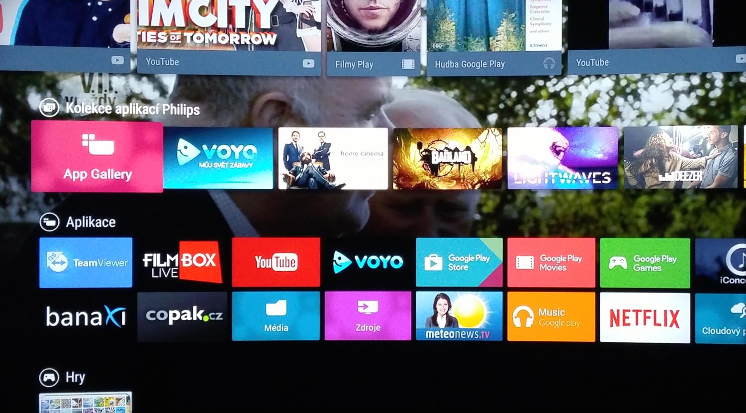 „Kolekce aplikací Philips“ představuje widgety z předchozí platformy Net TV pracující v kompatibilním režimu.
