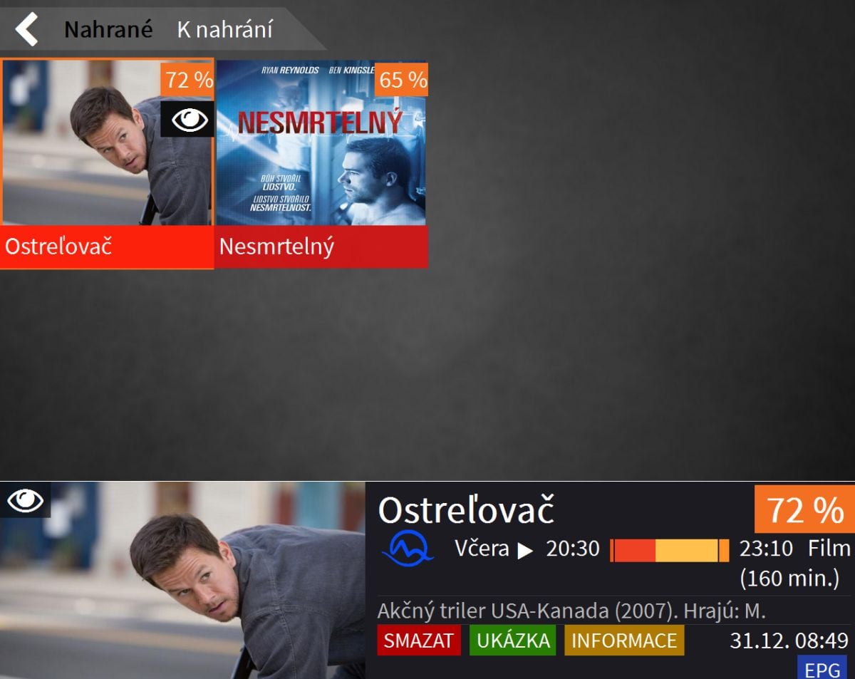 V průběhu sledování filmu jednou došlo k automatickému odhlášení. Pořad se však překvapivě uložil mezi nahrávky a Lepší.TV si kupodivu pamatovala i pozici, na které k přerušení došlo.