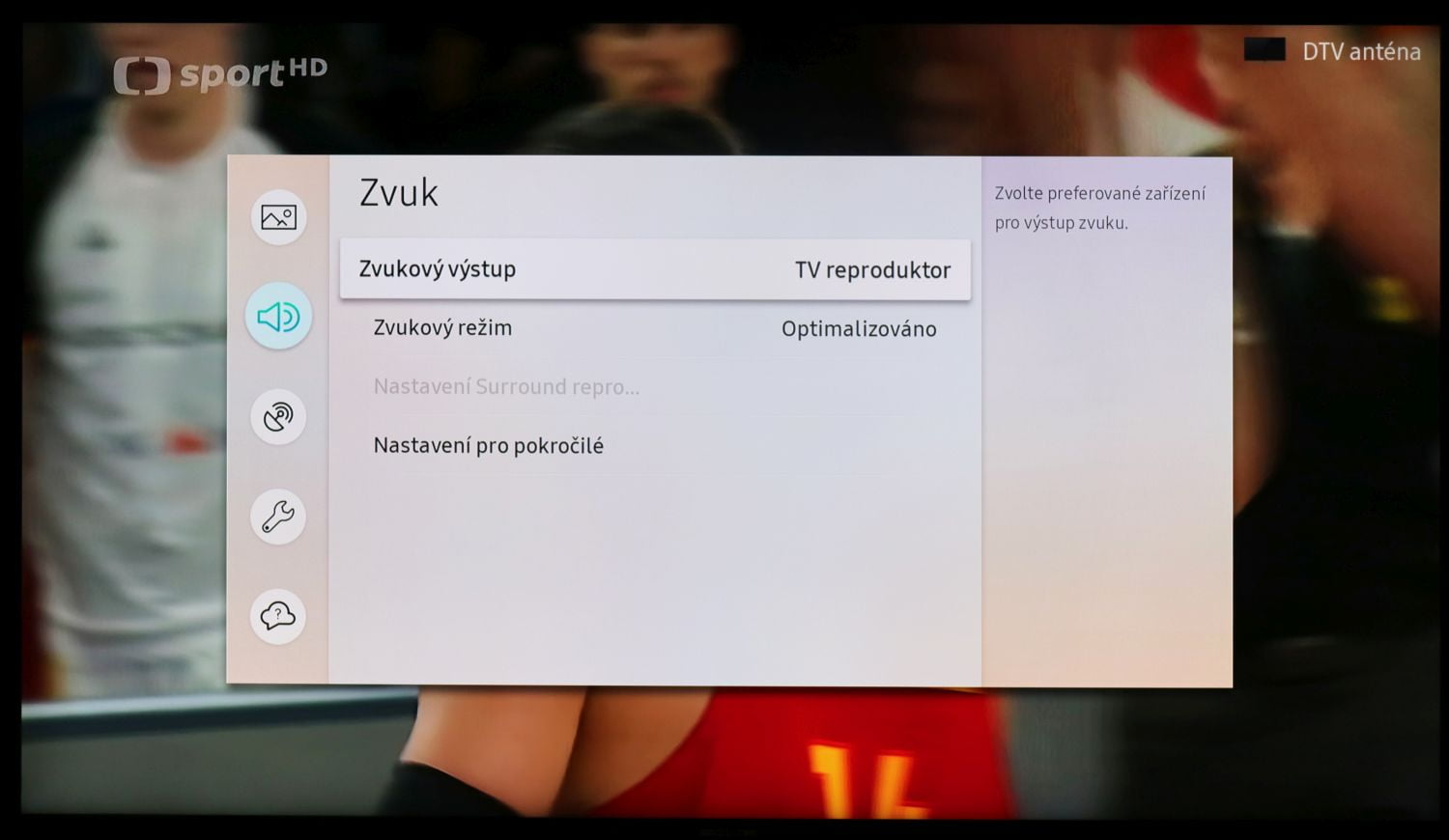 Samsung QE49Q7F - menu nastavení