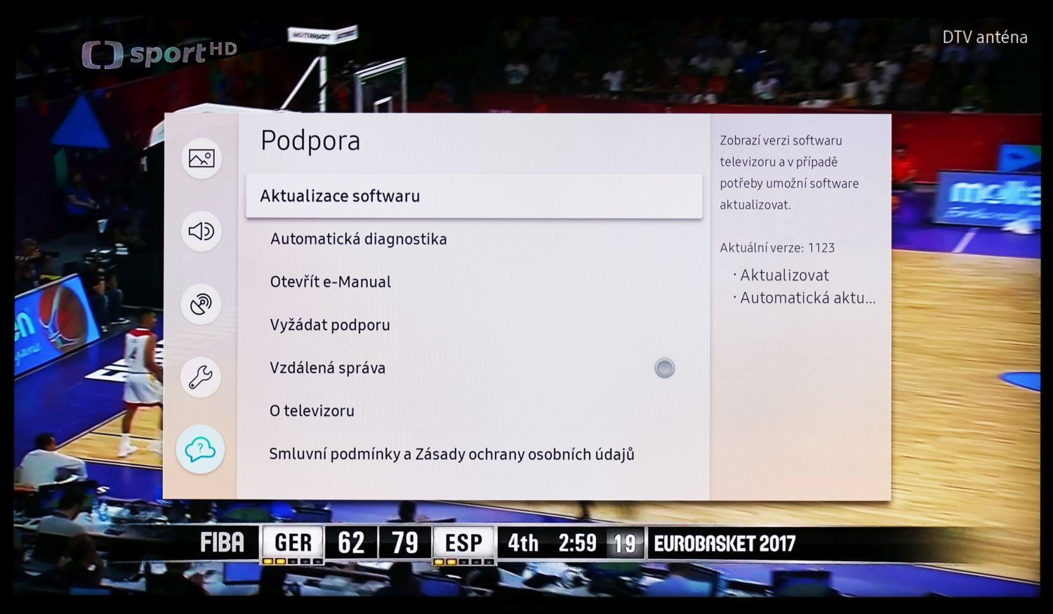 Samsung QE49Q7F - menu nastavení