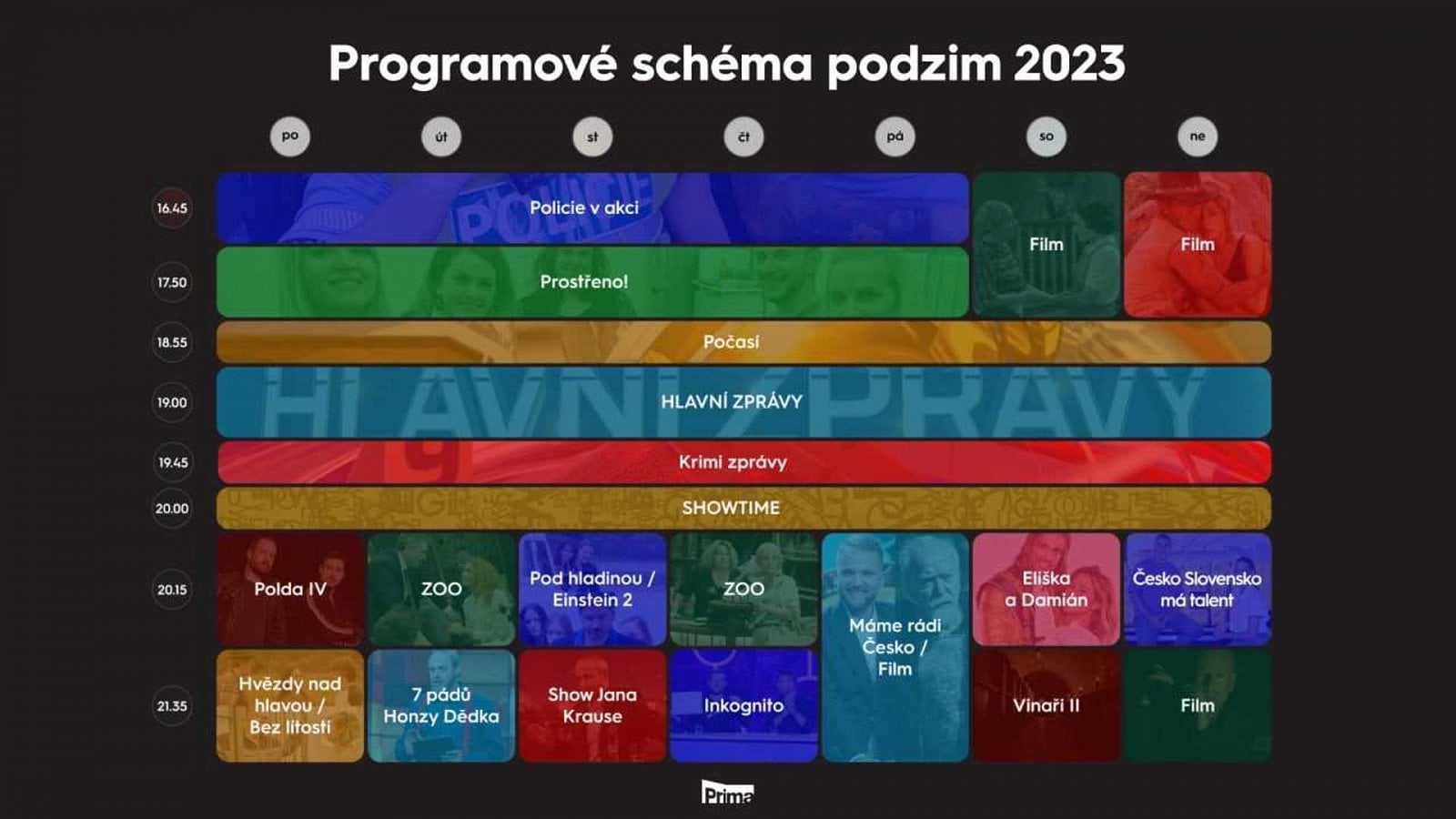 Programové schéma TV Prima - podzim 2023