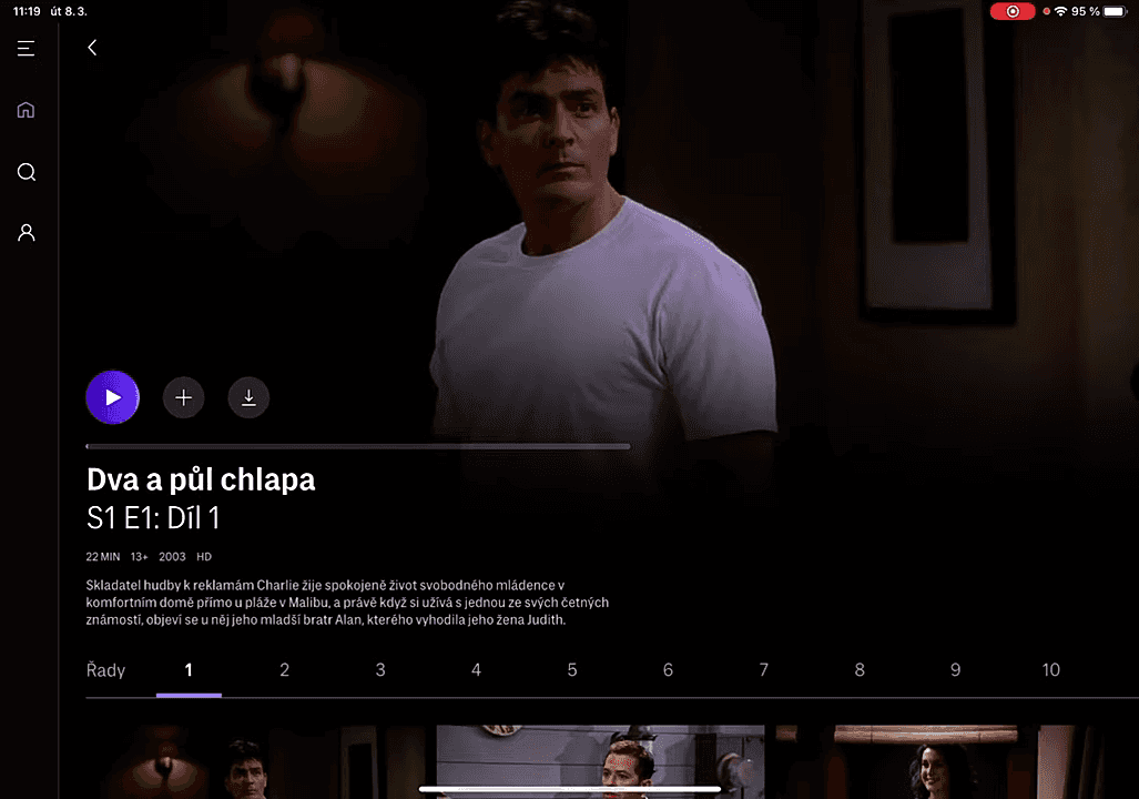 Uživatelské prostředí české verze HBO Max