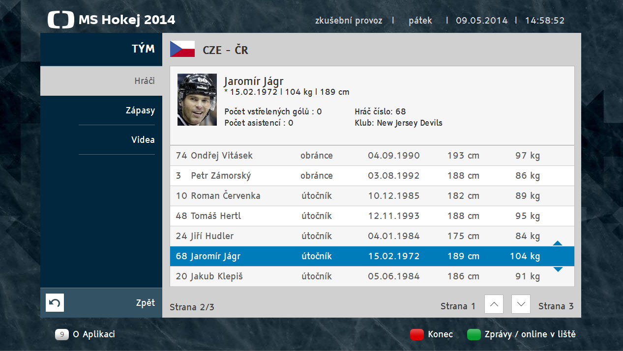 Hybridní aplikace "MS v hokeji 2014"