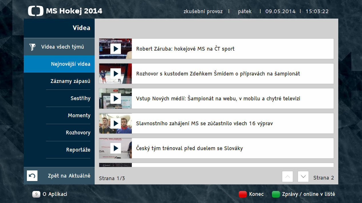 Hybridní aplikace "MS v hokeji 2014"