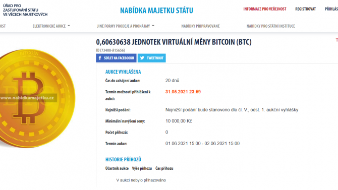 ÚZSVM dražba BTC