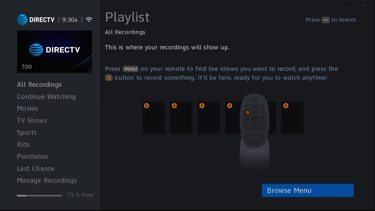 DIRECTV - Nahrávky a práce s nimi