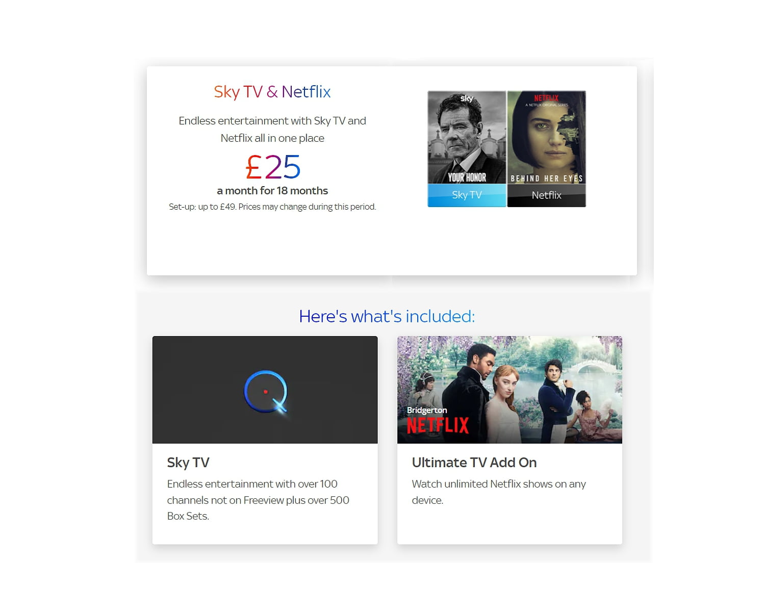 Tarifní a programová nabídka Sky Q pro britské ostrovy