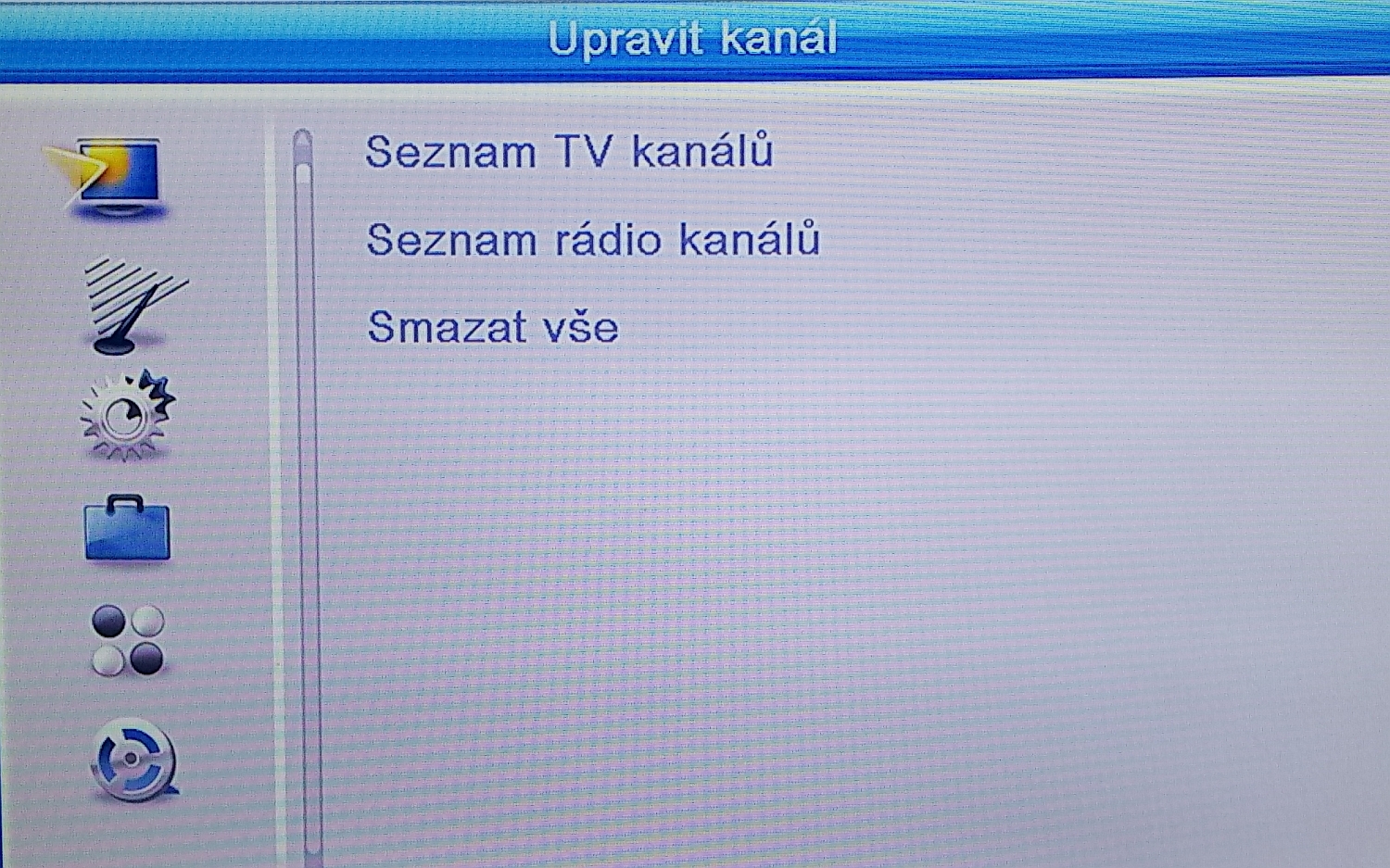 Menu nastavení.