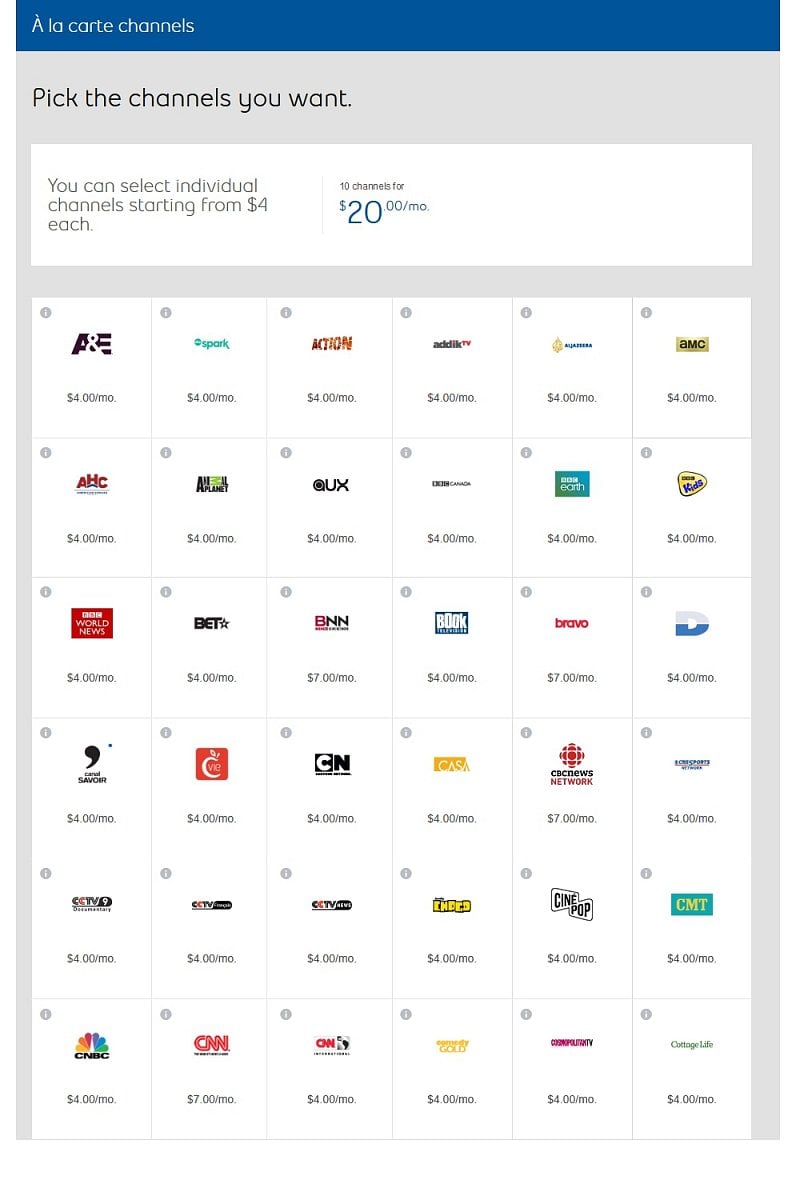 À la carte a individuální programy