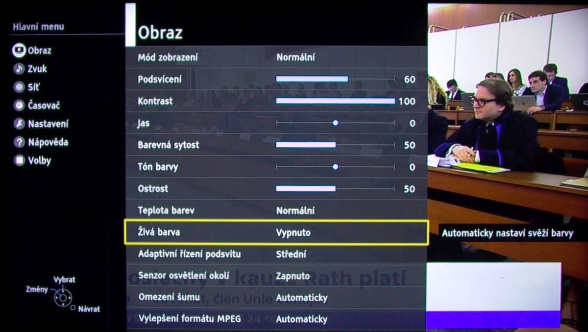 Panasonic TX-32ES600 - menu nastavení