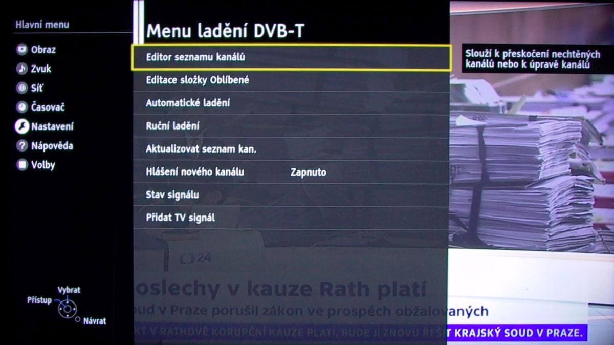 Panasonic TX-32ES600 - menu nastavení