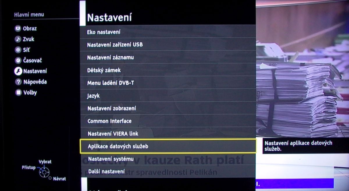 Panasonic TX-32ES600 - menu nastavení